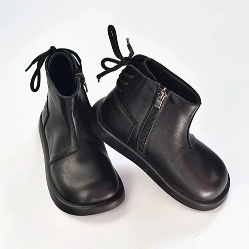 

Children Fashion Boots Girls Ankle Boot Black Kids Genuine Leather Boots Thick Bottom Autumn Winter Princess Girl Shoes CSH1631