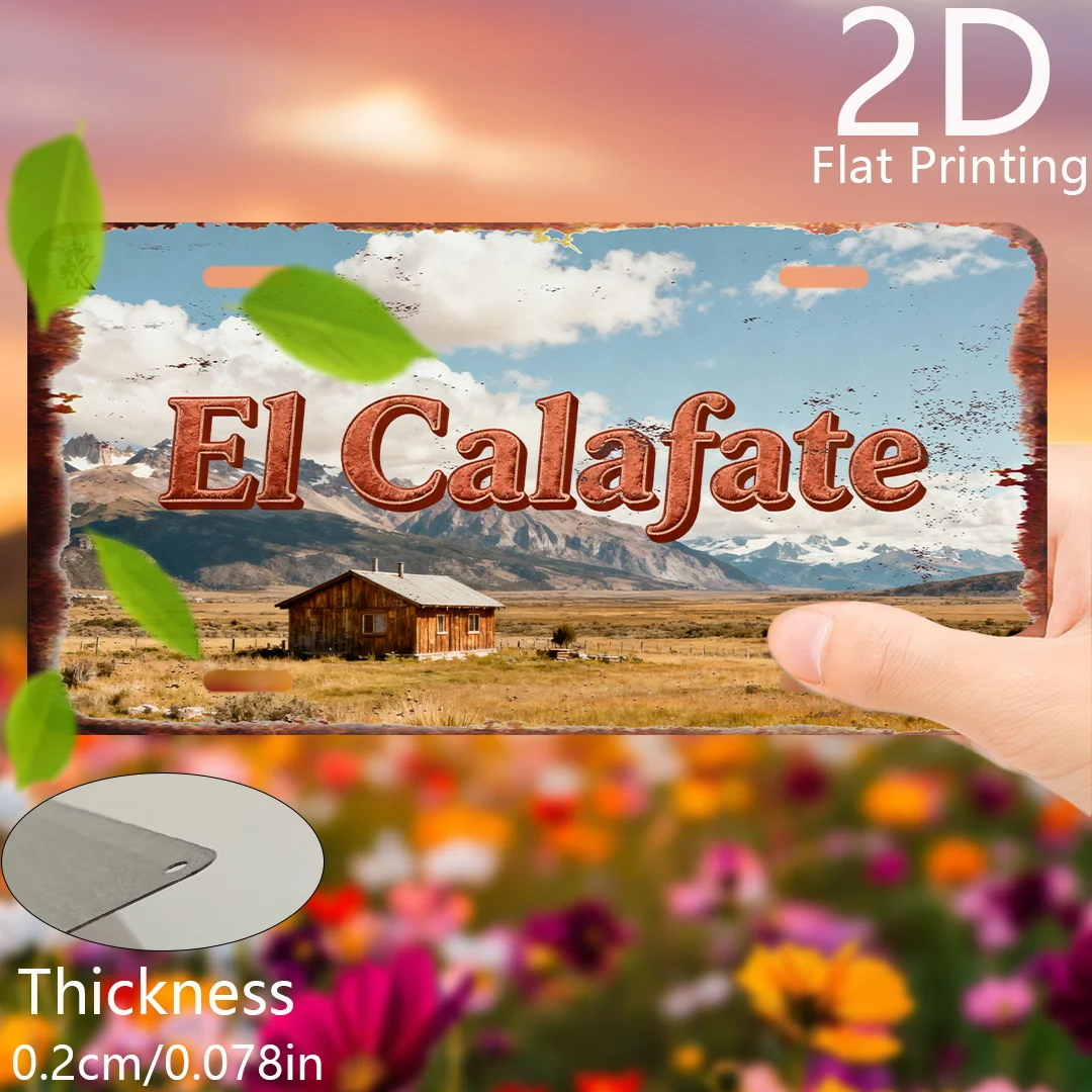 2D Flat, 1pc El Calafate Argentina-Themed Retro Metal Decorative Sign - Vintage Wall Art & Table Number, 15.24Cm X 30.48Cm