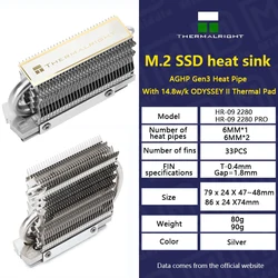 Thermalright HR-09 2280/HR-09 2280 PRO M.2, disque dur à semi-conducteurs, caloducs AGHP, refroidisseur SSD, entièrement galvanisé