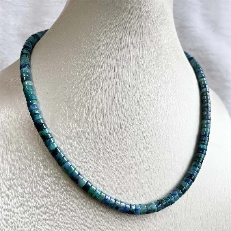 3*6MM Heishi Blue Brazilian Azurite Necklace Hot Selling Natural Stone Wedding Party Jewelry Handwork Woman Gift Lapis