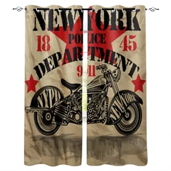 Retro New York Motorcycle Window Curtain For Living Room Bedroom Home Decor Kitchen For Window Drapes