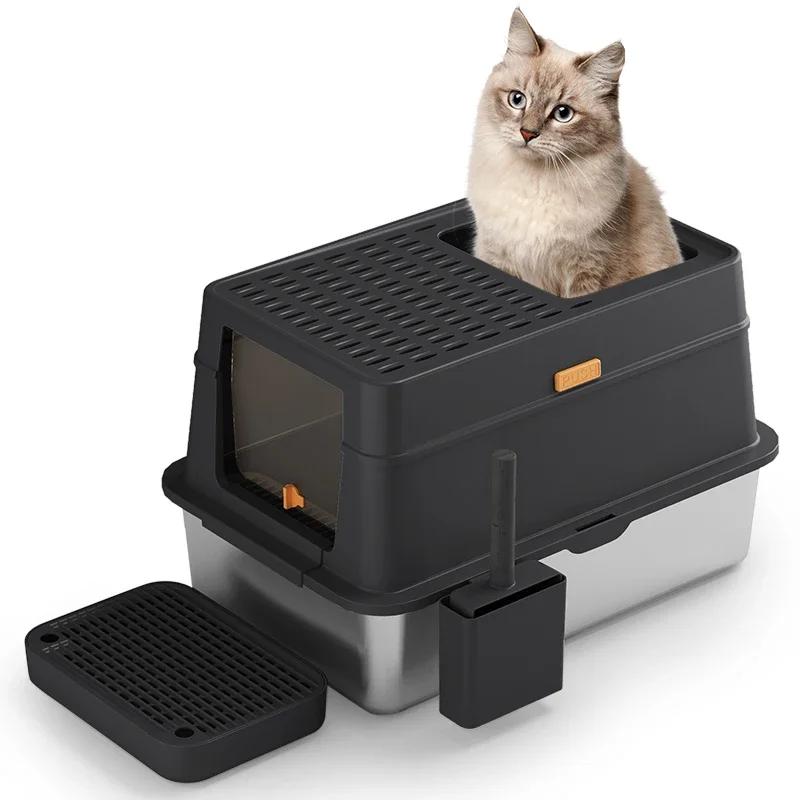 Durable Detachable Large Capacity Storagel Cheap Portable Luxury Stainless Steel Cat Litter Box Pet Toilet Cat Sandbox