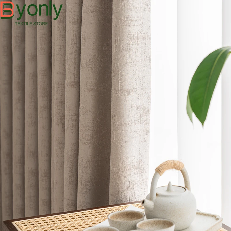 Dark Jacquard Chenille Thickened Blackout Sound Insulation Curtains for Living Room Bedroom French Window Balcony Customized