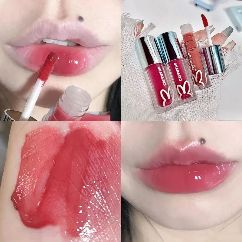 Heallor NEW Water Glazed Mirror Lip Gloss Makeup Crystal Jelly Moisturizing Lip Glaze Long Lasting Grape Color Liquid Lipstick C