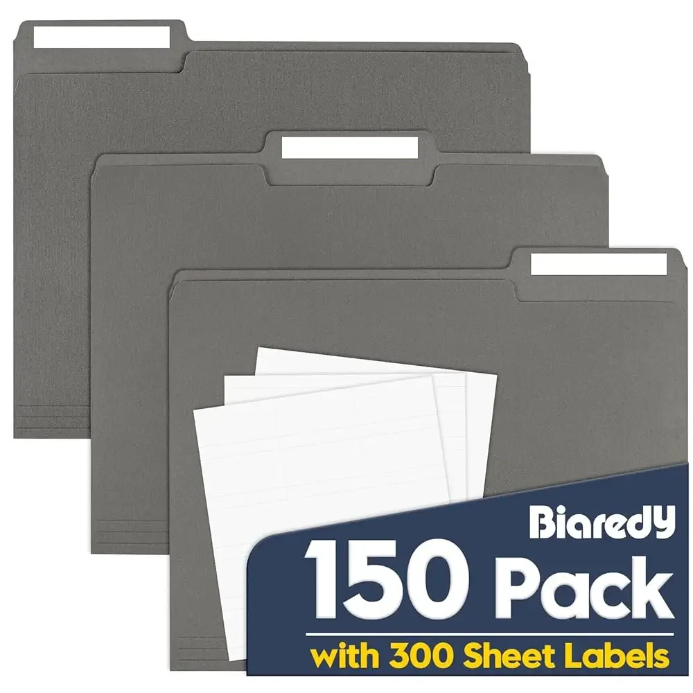 

File Folders,Colored File Folders Letter Size,8.5\ x 11\,150 Pack 1/3 Cut Tab Bulk Folders with Blank Labels,Durable Paper Fo