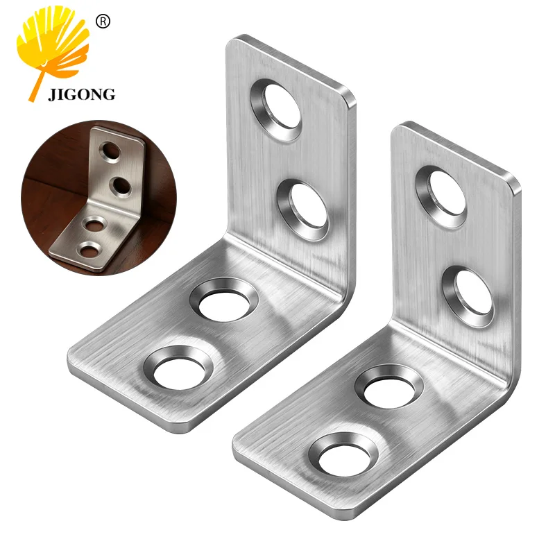 Stainless Steel Right Angle Bracket 90-Degree Fixed Angle Furniture Connector Thickened Stable Support for Home Improvement