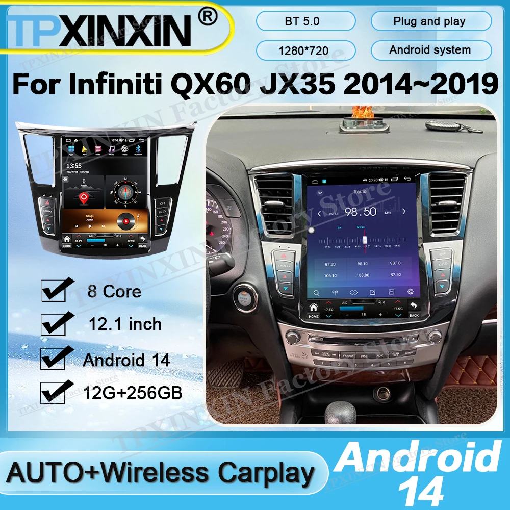 

Automotive Multimedia For Infiniti QX60 JX35 2014~2019 Car Stereo HD Screen Android 14 GPS Navigation Audio Unit Stereo Receiver