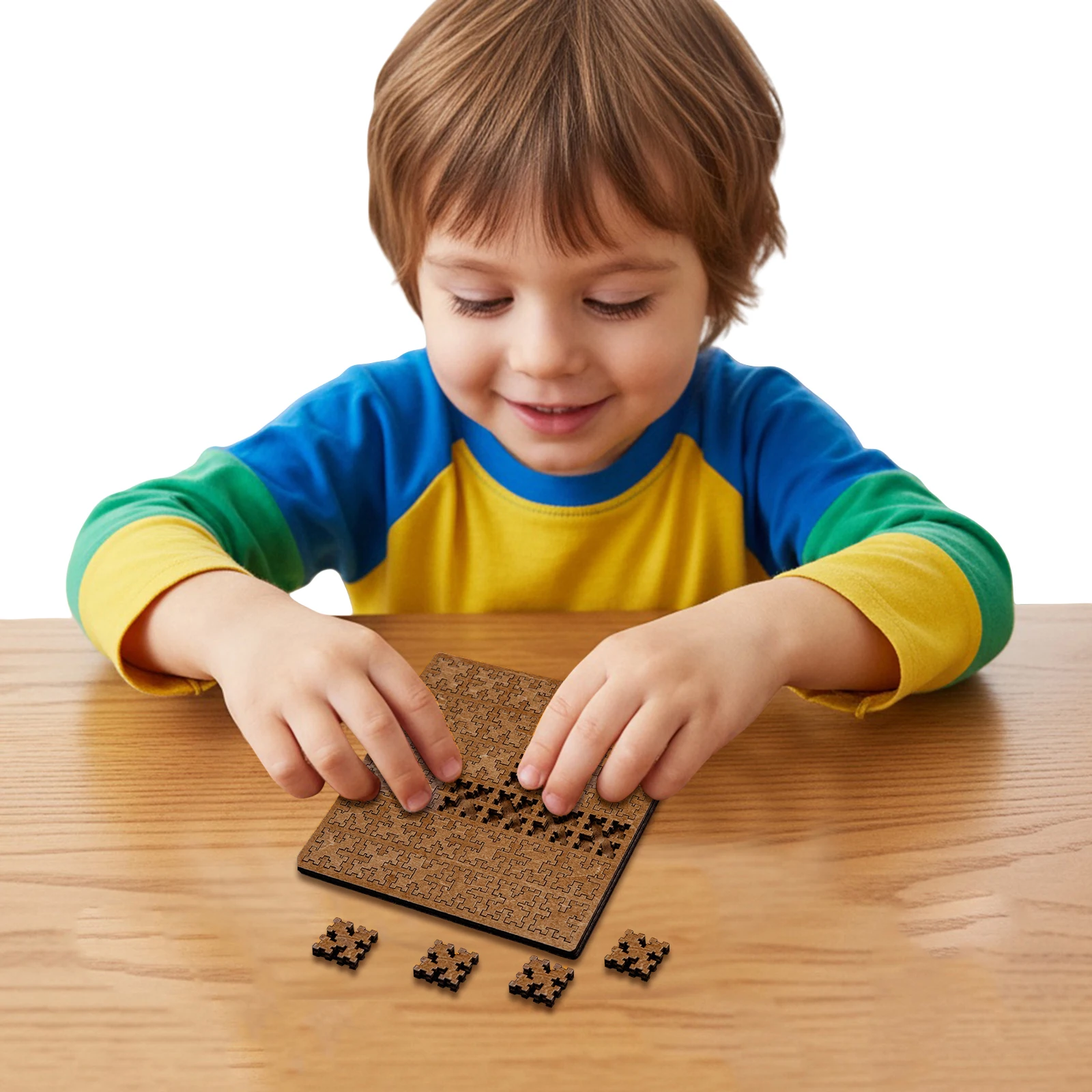 Drewniane puzzle fraktalne z ramką, wymagające, geometryczne układanki, trudne puzzle dla dzieci i dorosłych.