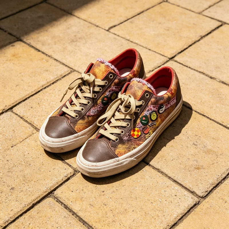 Vintage Distressed Skate Shoes - Street Fashion Graffiti 评论和价格