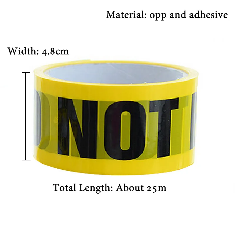 1/Roll 48mmx25m Yellow Warning Tapes Caution Keep Out Sign Barrier Safety Reminder Sticker For Store Warehouse Factory School