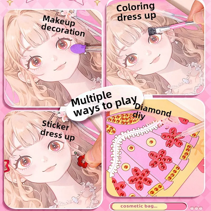Kawaii Coloring DIY Princess Makeup Set  Arts and Crafts Kids Girls Children Toy Book Lover Gifts Art Supplies image 4