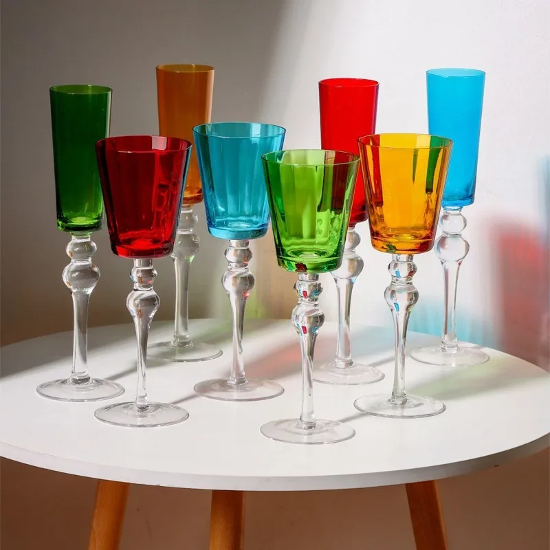 Copa de champán navideña para banquete, copa de cristal para boda, copa de vino brillante, rojo, verde, amarillo