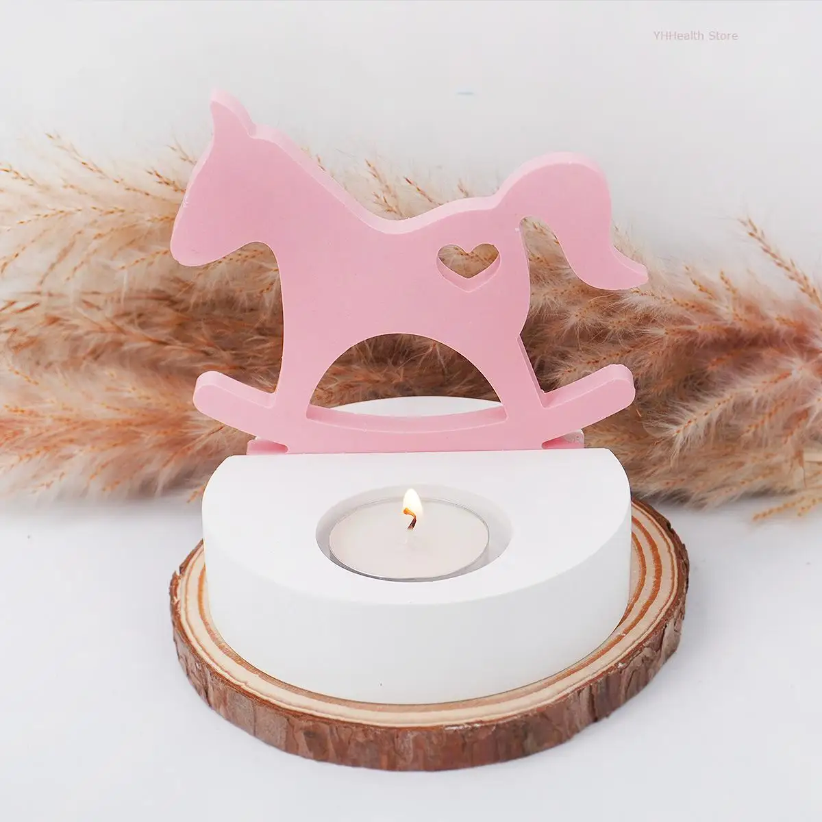 Love Pony Candlestick Silicone Mold Handmade Swing Trojan Horse Desktop Epoxy Resin Mould Ornament Jewelry Tray Candle Holder