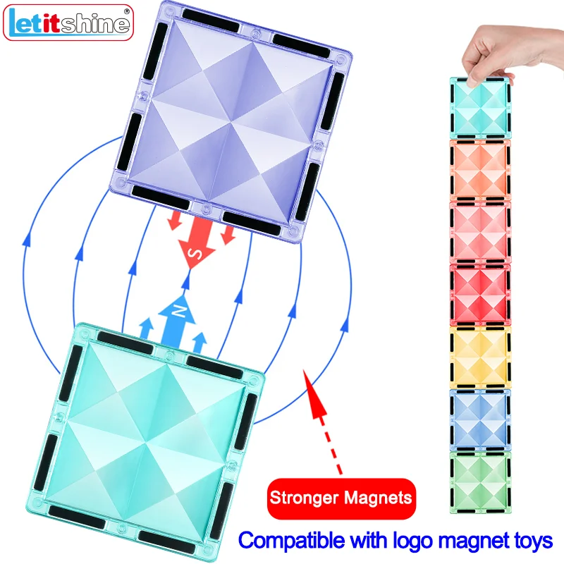 자석 타일 장난감 빌딩 블록, 몬테소리 교육 유치원 학습 자석 건설 공예, 어린이 소년 소녀 액세서리