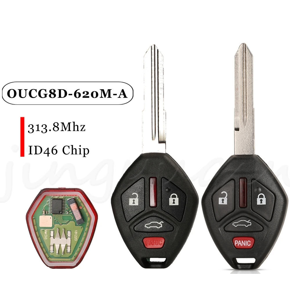 313.8MHz 4 Buttons Keyless Remote Car Key Fob Shell Case With ID46 Chip OUCG8D-620M-A For Mitsubishi EclipseEc2007-2012