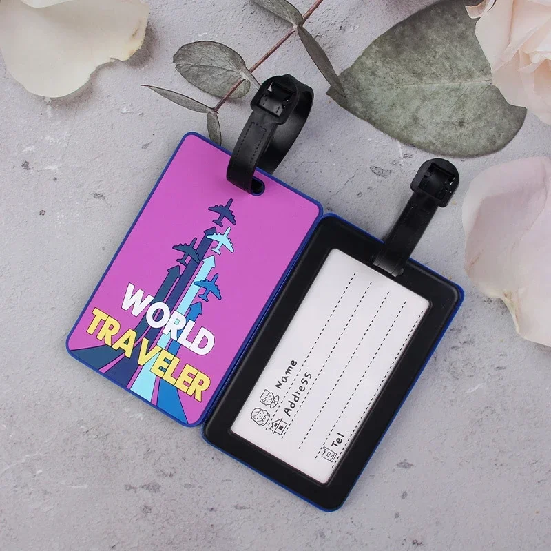 1 قطعة بولي كلوريد الفينيل لينة المطاط علامة الأمتعة حقيبة الإبداعية الاسلوب المناسب السيليكون المحمولة حامل السفر إكسسوارات السفر علامات الأمتعة