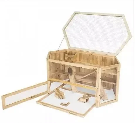 Chinese Natural wooden large pet animal gerbil hamster house cages for sale