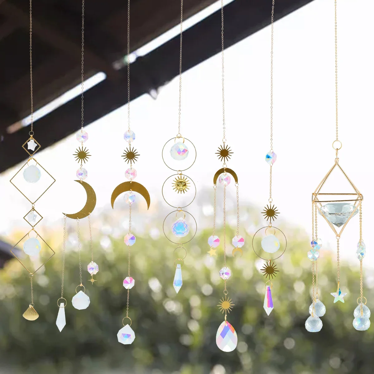 NewCrystal Suncatcher Colorful Crystal Prism Pendant Sparkling Crystal Hanging Ornament DIY Window Hanging Crystal Decoration