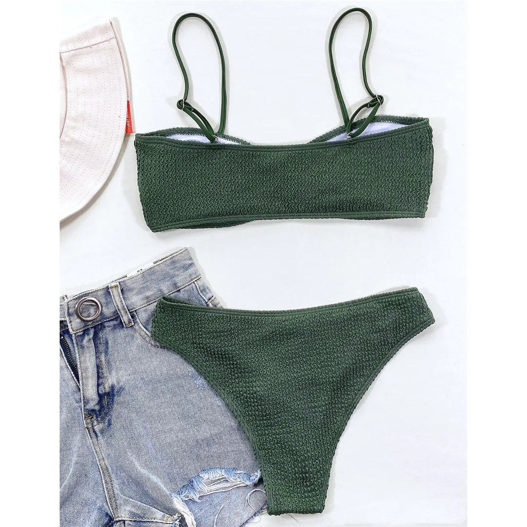 Neuer sexy, geraffter Bikini mit mittelhohem Bund und Polsterung, Damen-Badeanzug, zweiteiliger Bikini-Set, Badebekleidung, Badeanzug, Schwimmanzug V3163 – Detail 13