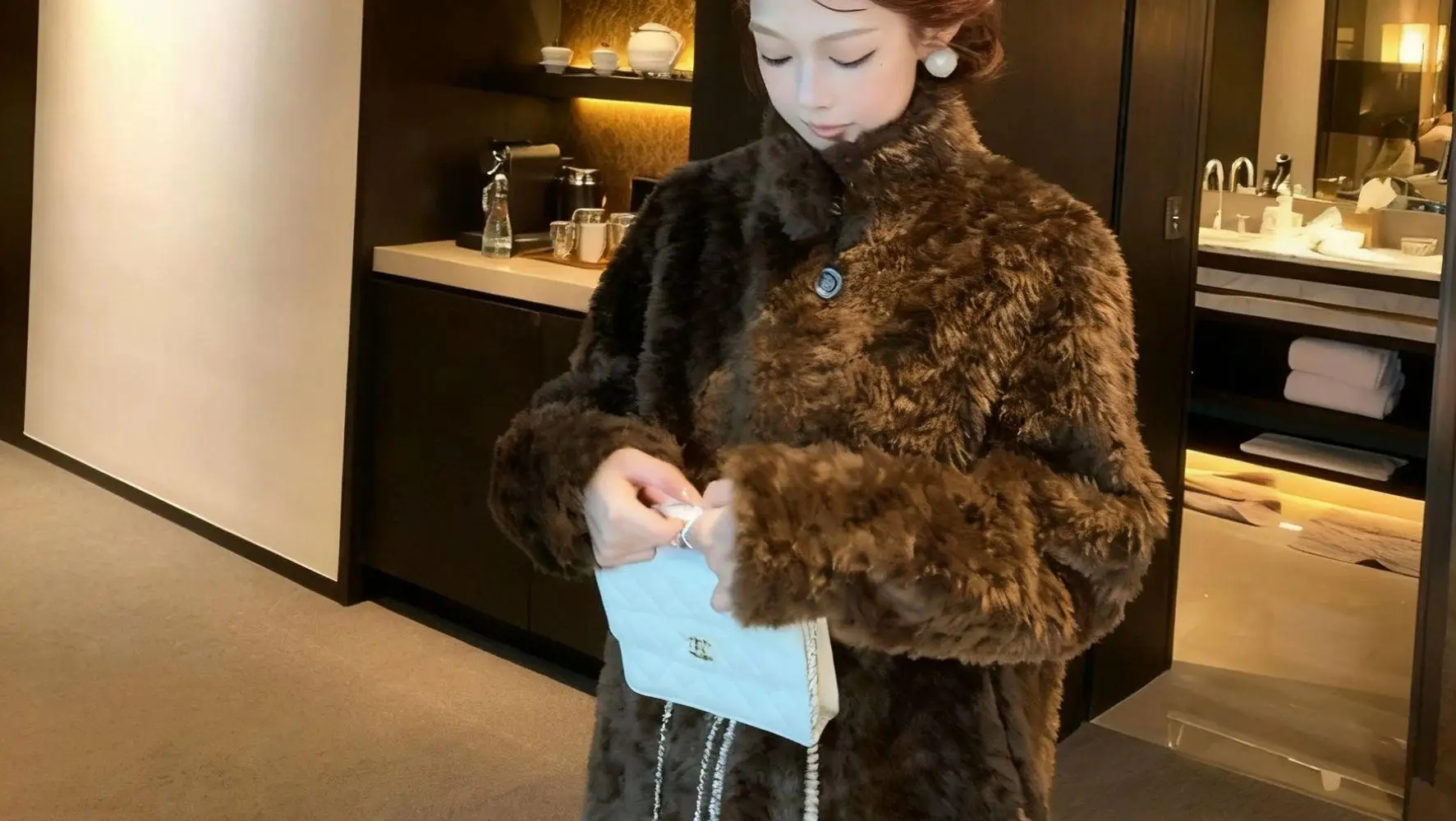 Women Faux Shearling Fur Coats Solid Fur Jackets Cotton Linen Stand Collar Long Sleeves Single Breasted Loose Casual 2026 Winter