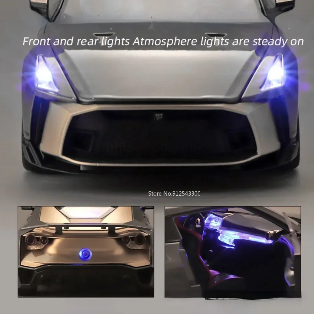 1/18 Large Scale GTR50 Toy Car Simulation Model Alloy Diecast Pull Back with Sound Light Vehicles Model Give Collection Boys Toy