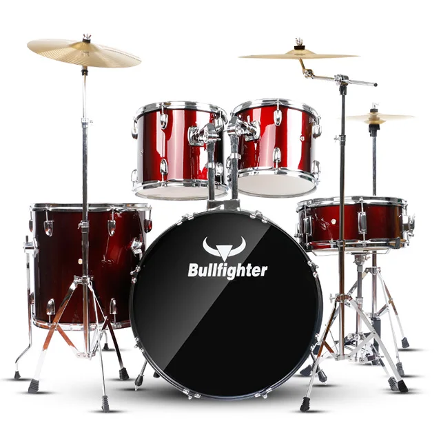 Complete 5‑Piece Full‑Size Adult Drum Set 3 Colors Portable Poplar Wood Percussion Instrument For Home Practice Stage Playing