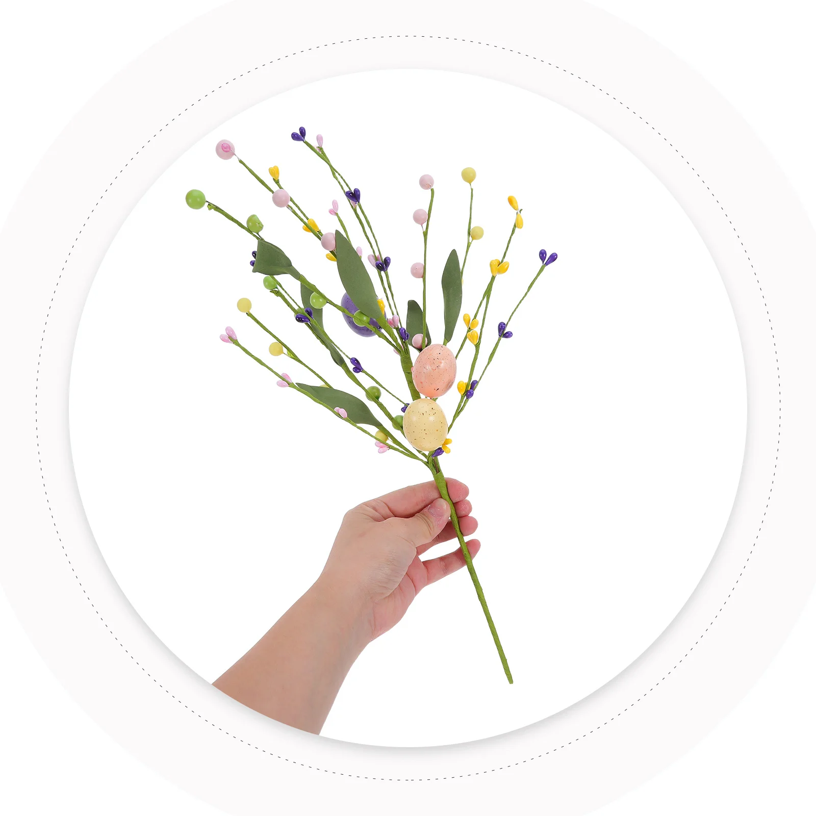 

3pcs Artificial Easter Egg Floral Picks Spring Holiday Table Decor Fake Flower Branches For Centerpiece Vase Arrangement Faux