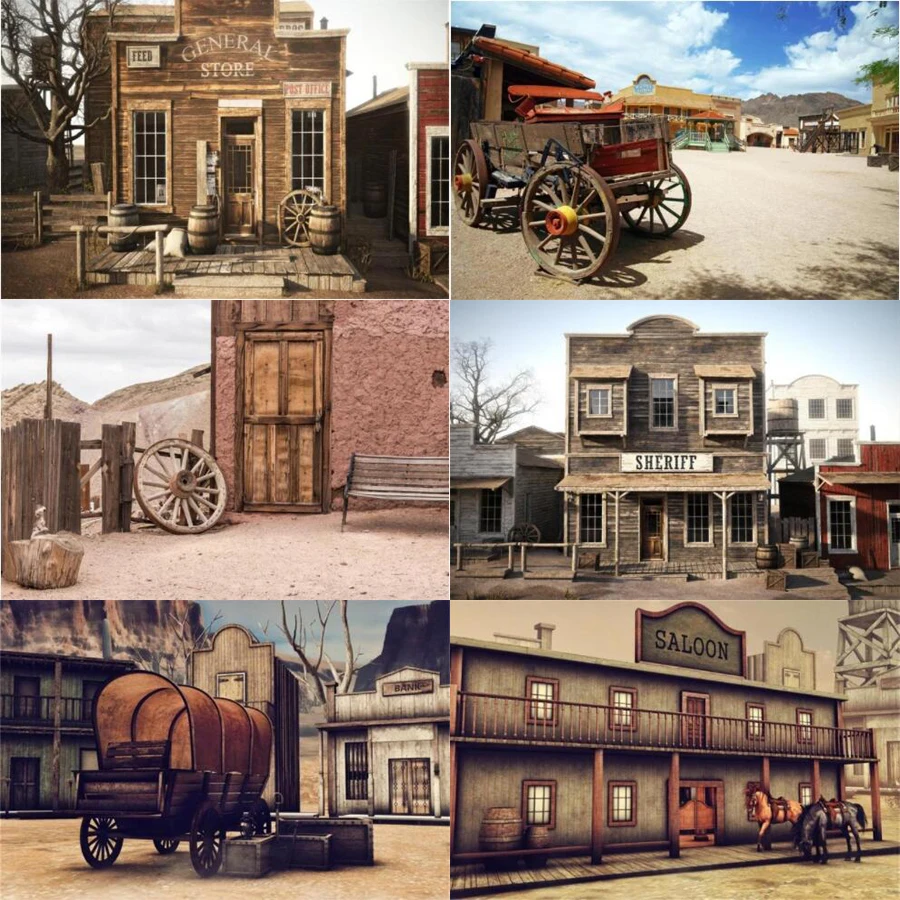 Фоны для фотосъемки с изображением седана, старого деревянного дома, Запада, ковбоя, улица США, детский портрет, фоны для фотосъемки, баннер для фотостудии