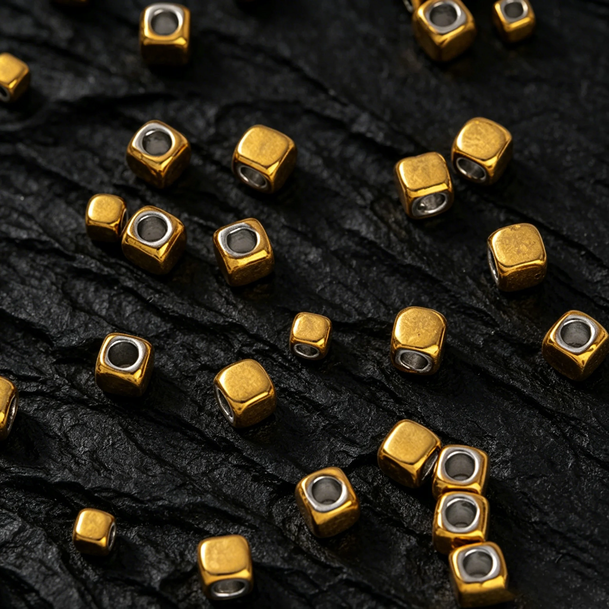 50 Stück/Lot Edelstahl Goldfarben Quadratische Abstandshalterperlen für DIY Armbänder Halsketten Schmuckherstellung Zubehör Komponenten – Detail 4