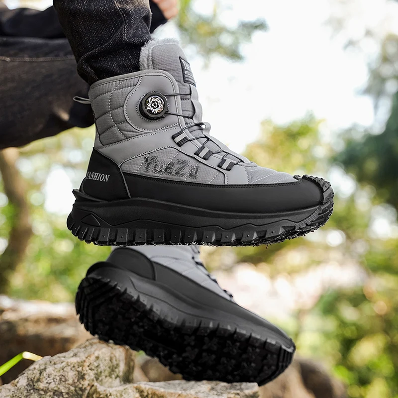 

2025 Winter New Swivel Buckle Fleece Waterproof Snow Boots Outdoor Non-slip and Wear-resistant