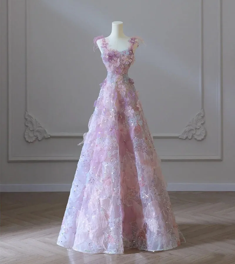 

DongCMY Purple Flower Gown Evening Dress 2025 New Style Women Evening Long Dress Party