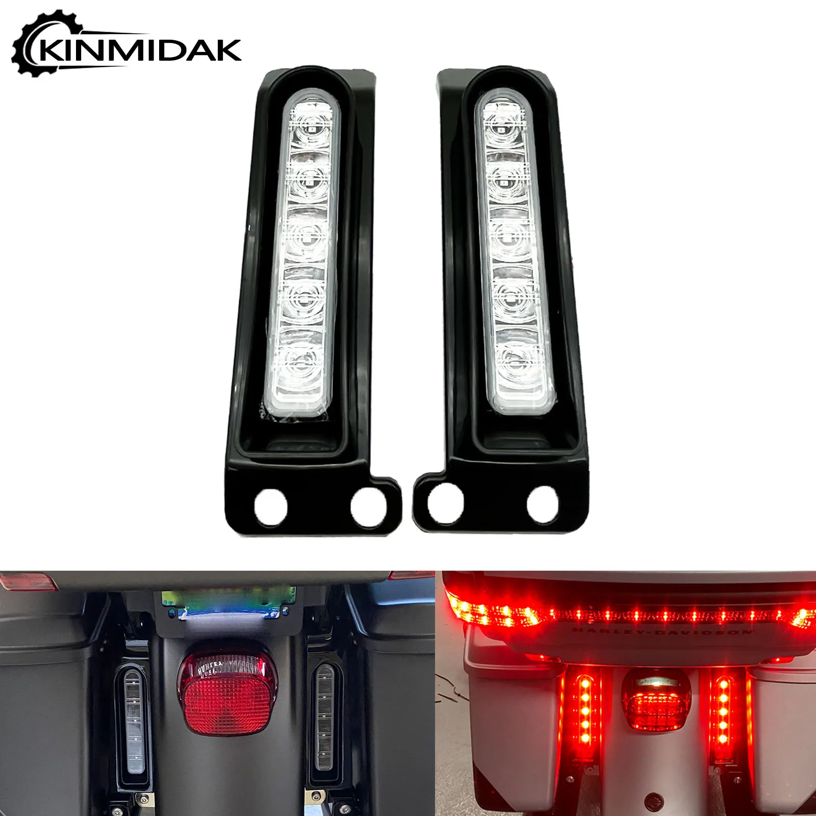 

Motorcycle Rear Fender Saddlebag Side Filler LED Brake Light Turn Signal Run Lamp For Harley Touring Ultra Limited FLHR 2014-23