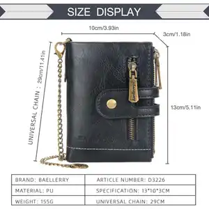 Double Business Reißverschluss Triple Current Curple Folding Multi-Karton-Brieftasche 2024 Neues Kurzkarte Clip Mann Großkapazität Mode-Währungstasche 8 Hauptverkaufstasche mit dicker Kette - №8