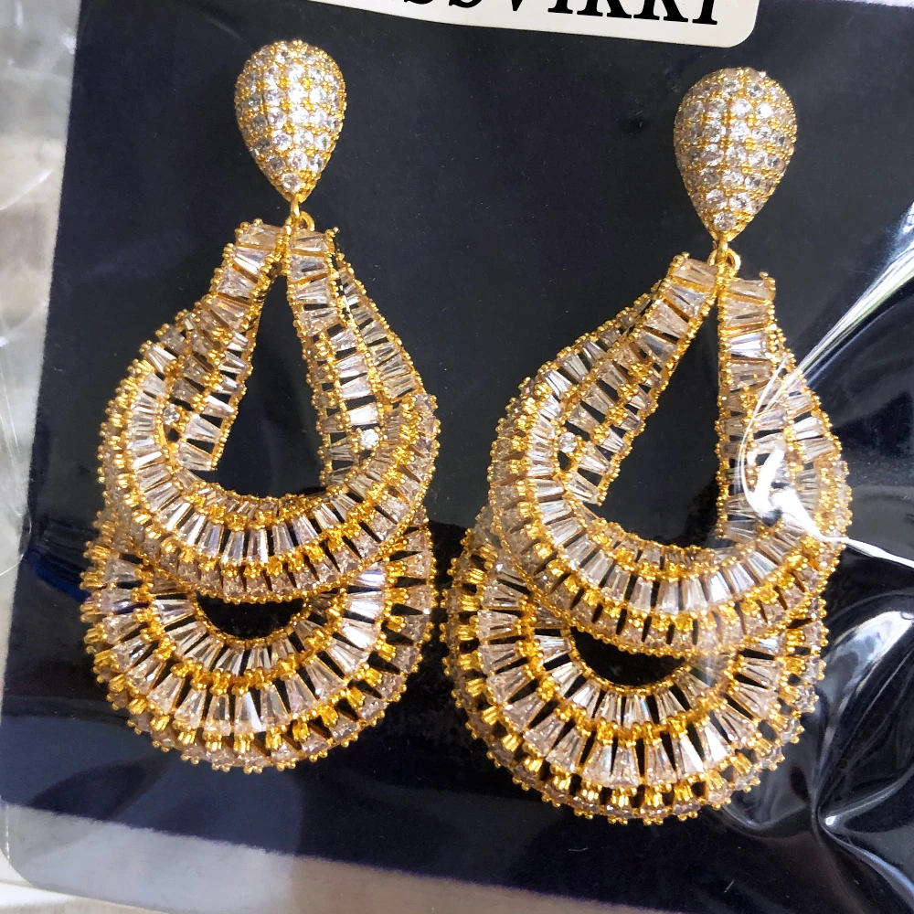

Missvikki Luxury Fashion Skeleton Pendant Earrings For Women Cubic Zircon Wedding Bridal Jewelry Gift High Quality Accessories