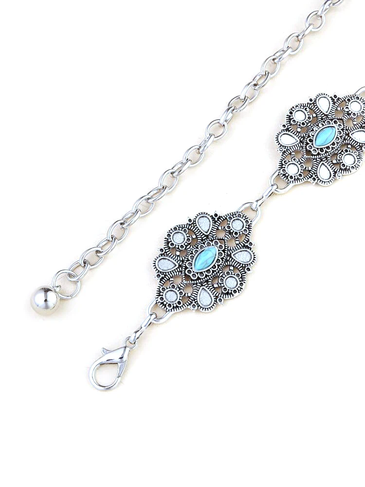 

Fashion Turquoise Decor Zinc Ally Geometric Dressing Chain Belt for Women