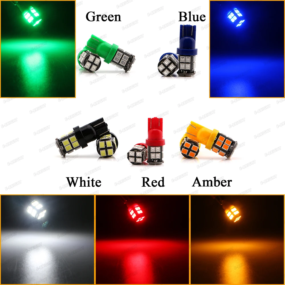 10P 24V DC W5W 194 168 T10 2835 20 SMD Led Bulb Van Truck SUV Clearance Dome Parking Reverse Light Blue Green White Red Amber