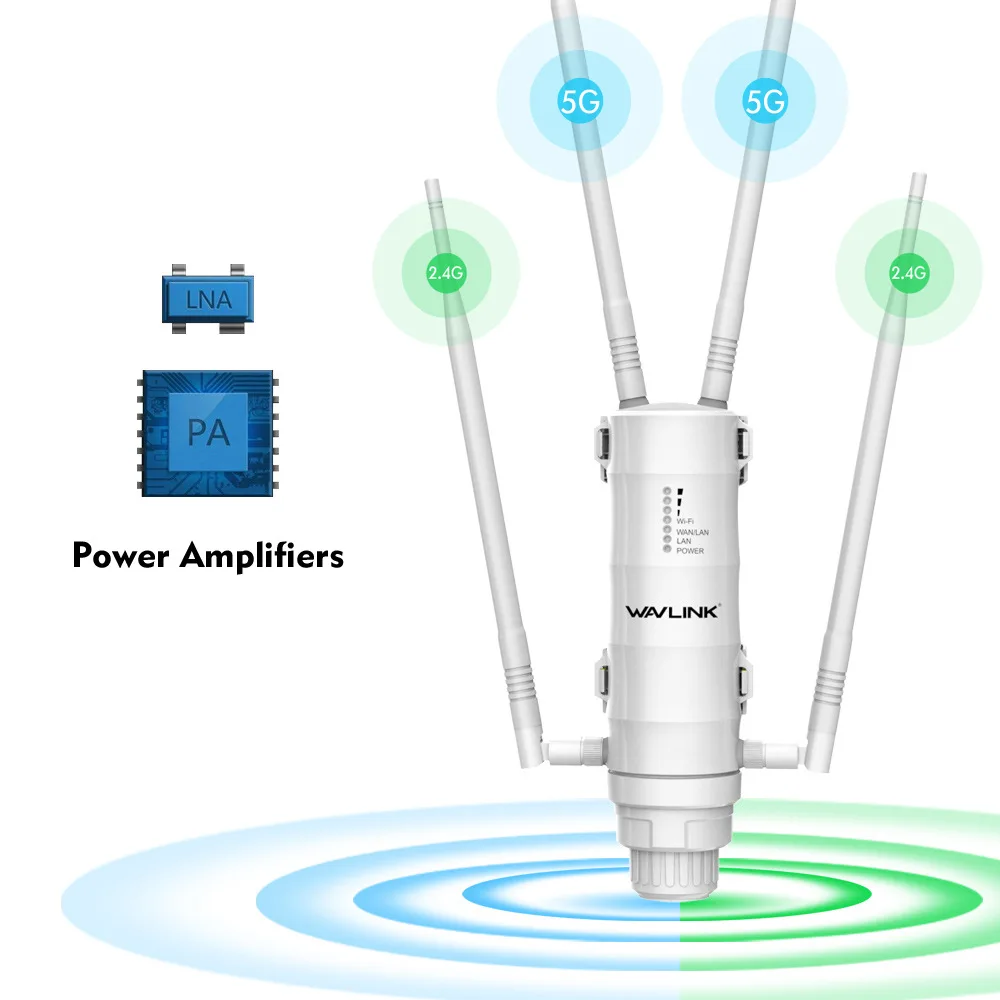 AC1200 Wavlink Outdoor Long Range High Power Dual Band 5G/2.4G WiFi Extender Router Repeater