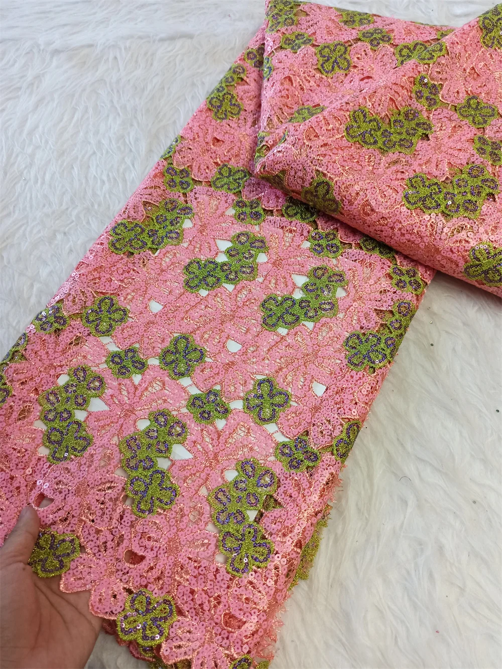 

Nigerian Sequins Tulle Lace Fabric High-Quality Embroidery African Net Cloth for Prom Dresses Beads 5 Yards 2025 JH0090