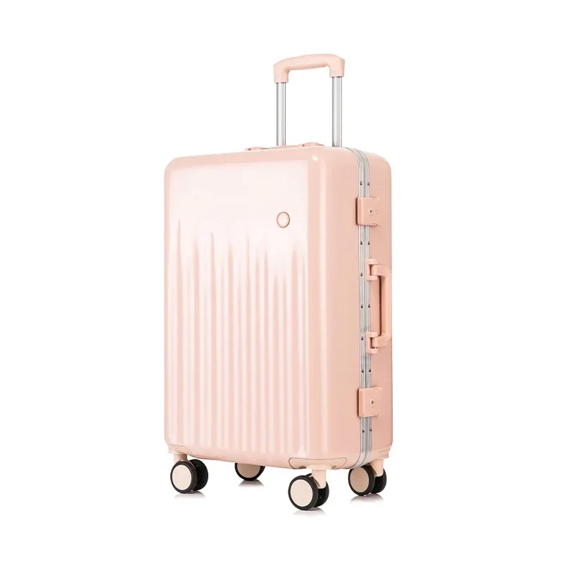 New 20/22/24/26/28 inch Aluminum Frame travel rolling luggage Women suitcase trolley luggage bag pink fashion case with wheels