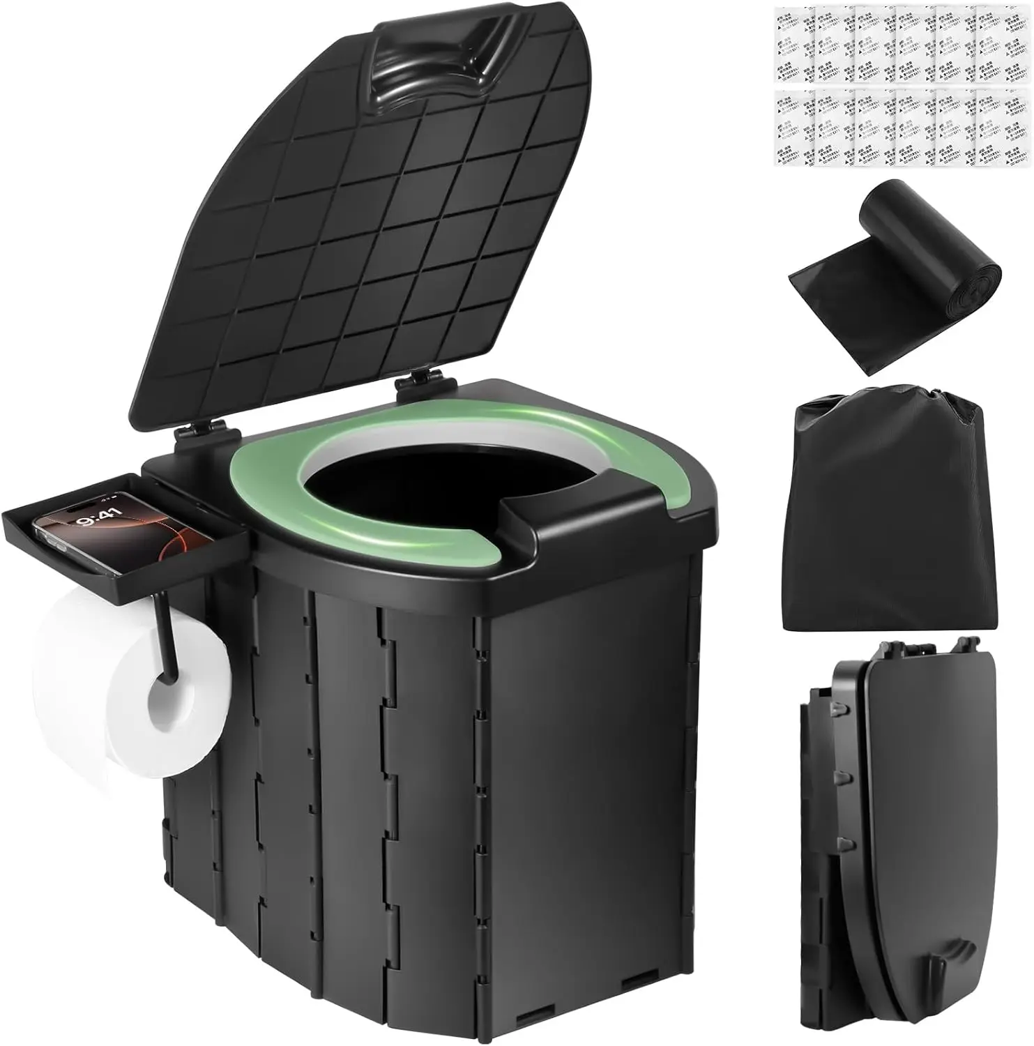 

Portable Toilet,Portable Travel Folding Toilet with Bags, Suitable for Camping, Hiking, Car Travel,Truck, RV, Boating