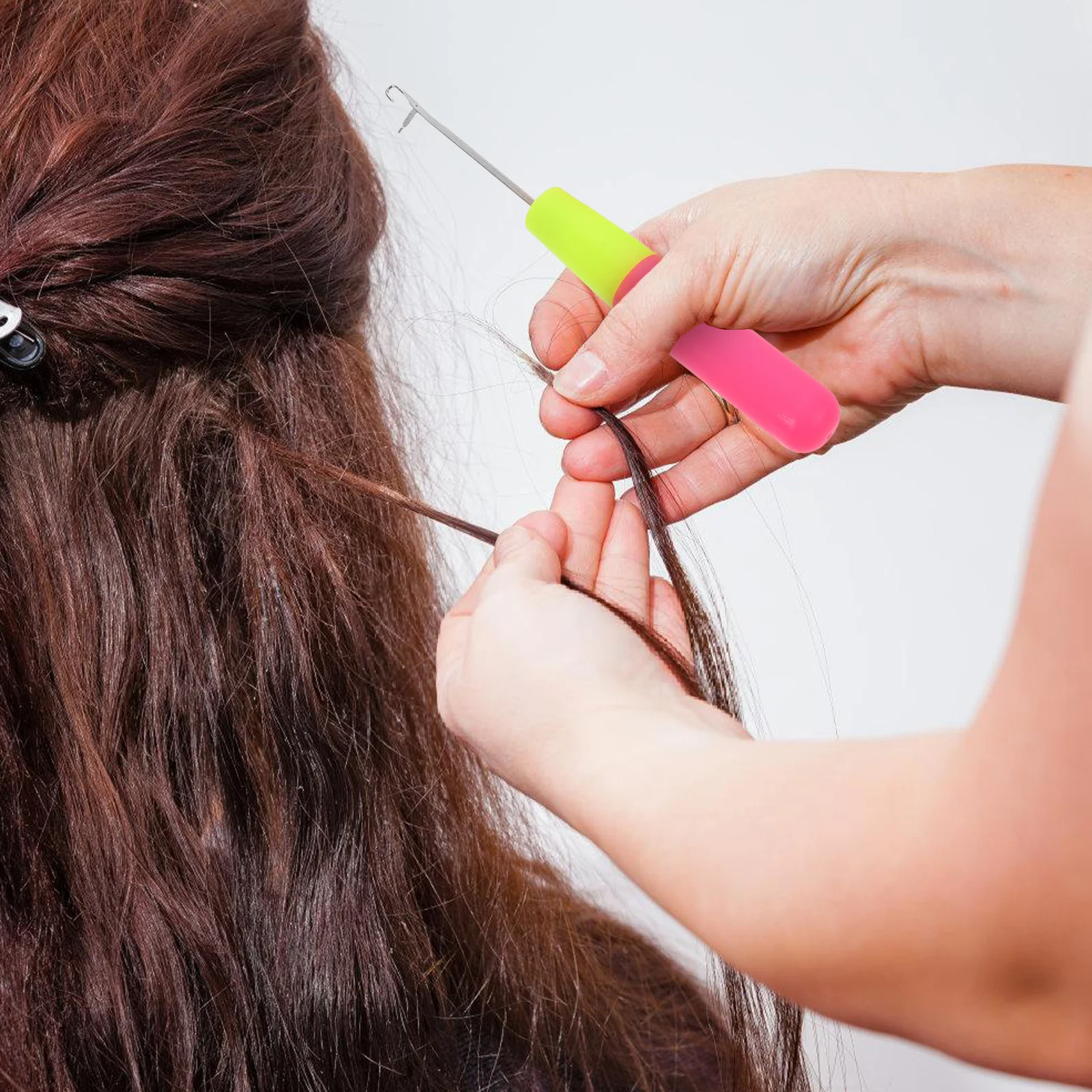 

5 шт., крючок-защелка, игла для вязания крючком, розовый, зеленый, инструмент для наращивания волос, прочный для плетения дредов, пузырьковые косички, парикмахерская, использование