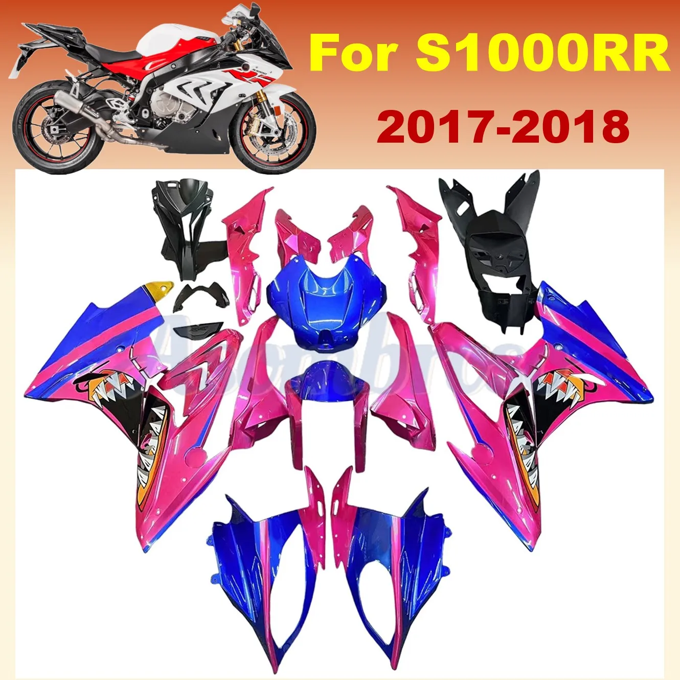 

Motorcycle ABS Fairing For BMW S1000RR 2017 2018 Pink Blue Shark Painted Kit S1000 RR 17 18