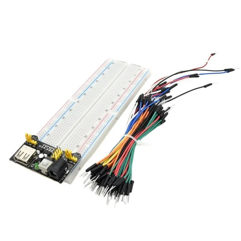 3.3V/5V MB102 Breadboard Power Module+MB-102 830 Points Prototype  For Arduino kit +65 Jumper Wires Wholesale