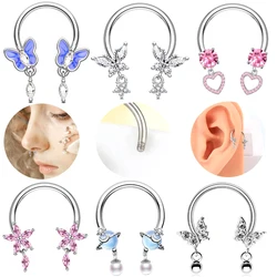 Stainless steel horseshoe ring, planet nose ring, C-pole, peach heart ear bone nail, nasal septum puncture accessory