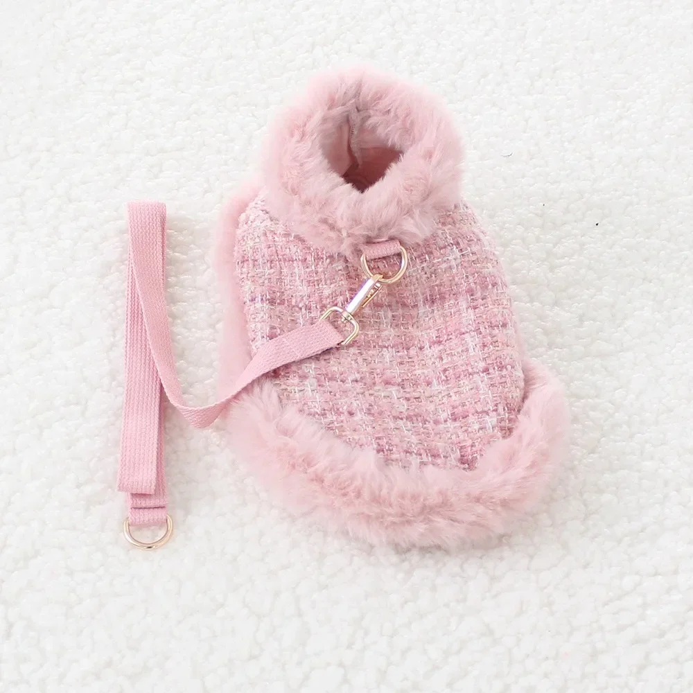 Wool Dog Chest Strap Traction Rope Pet Plush Chest Strap Supplies pet Vest Style Chest Strap Cape Dog Harness Dog Chain