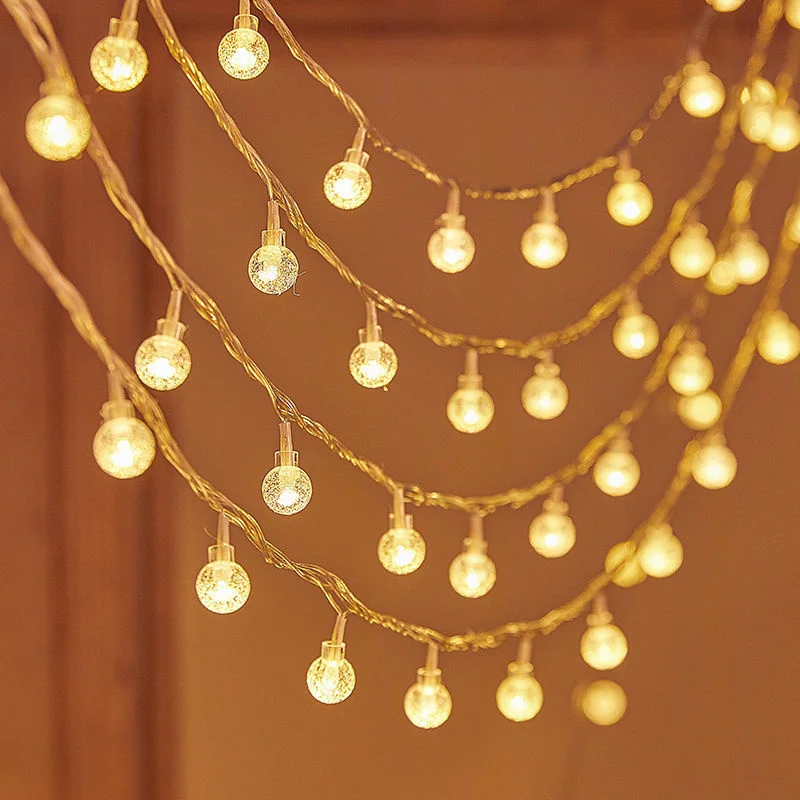 LED كريستال الكرة جارلاند سلسلة أضواء فلاش داخلي عطلة مصباح بطارية تعمل