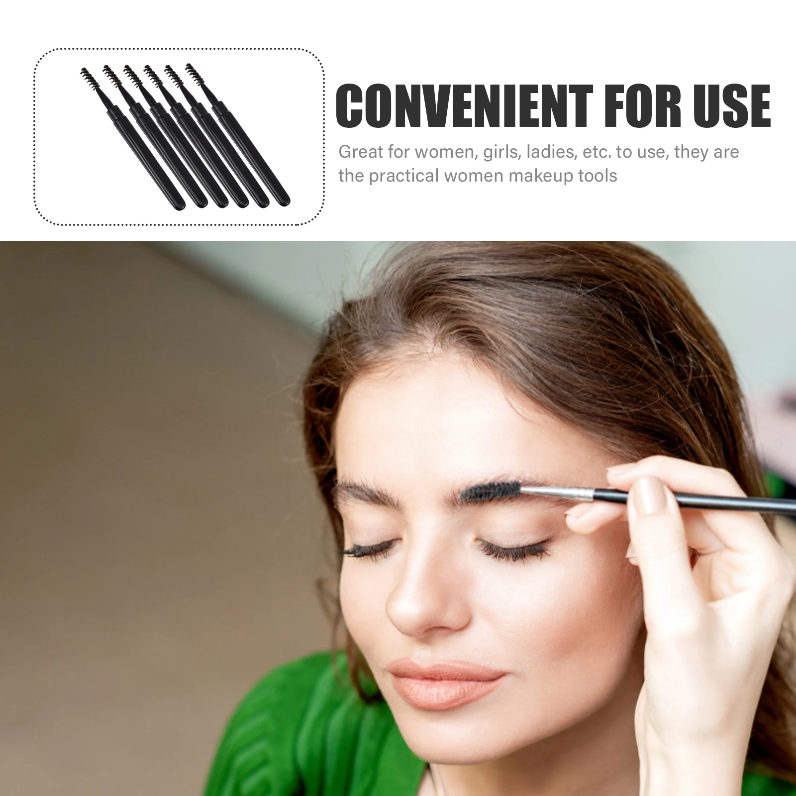 6-delige wenkbrauwborstel zwarte vezel ergonomische wimperborstel kam aparte mascara reismake-up gereedschap kunststof veilig