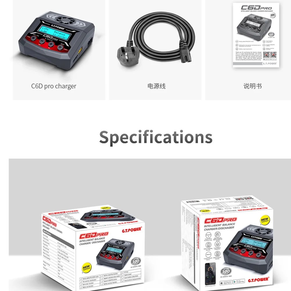 GT.POWER IMAX C6D PRO 300W 12A Balance Charger For RC Model LiPo/LiFe/LiIon/LiHV/NiMH/NiCd Battery Charger Discharger
