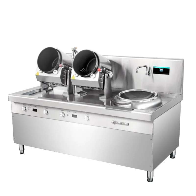 Commercial drum cooking machine Automatic intelligent cooking robot Double head single frying electromagnetic stove