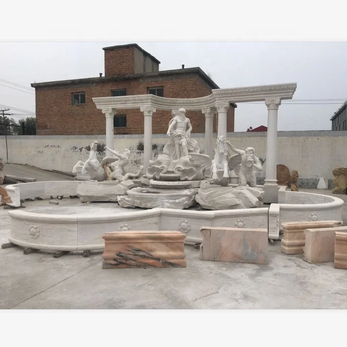 Fuentes de agua Fontana Di Trevi de mármol blanco para exteriores grandes replicadas de tamaño completo para jardín